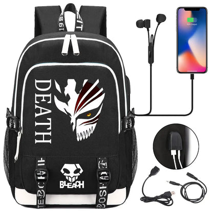 New Anime Bleach Teenager USB Laptop Backpack Kids Boys Girls School Book Bags Schoolbags Women Men Travel Bagpack