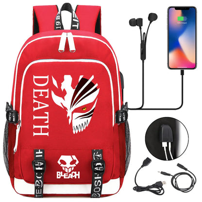 New Anime Bleach Teenager USB Laptop Backpack Kids Boys Girls School Book Bags Schoolbags Women Men Travel Bagpack