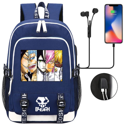 New Anime Bleach Teenager USB Laptop Backpack Kids Boys Girls School Book Bags Schoolbags Women Men Travel Bagpack