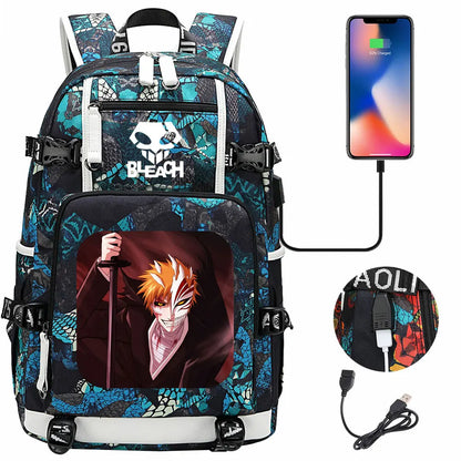 New Anime Bleach USB Large Capacity Teenagers Schoolbags Women Men Laptop Travel Backpack Girls Boys Kids School Book Bags