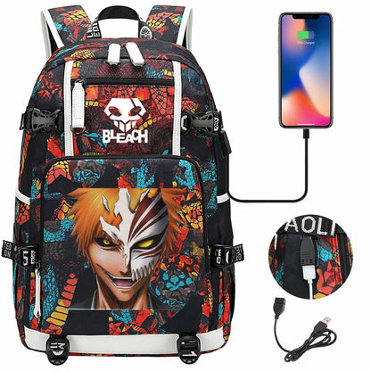 New Anime Bleach USB Large Capacity Teenagers Schoolbags Women Men Laptop Travel Backpack Girls Boys Kids School Book Bags