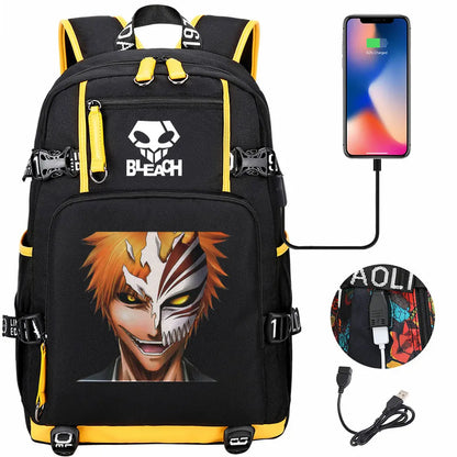 New Anime Bleach USB Large Capacity Teenagers Schoolbags Women Men Laptop Travel Backpack Girls Boys Kids School Book Bags