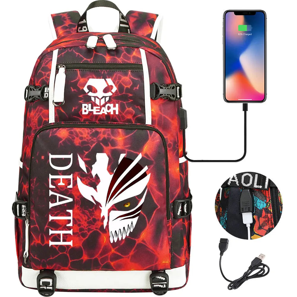 New Anime Bleach USB Large Capacity Teenagers Schoolbags Women Men Laptop Travel Backpack Girls Boys Kids School Book Bags