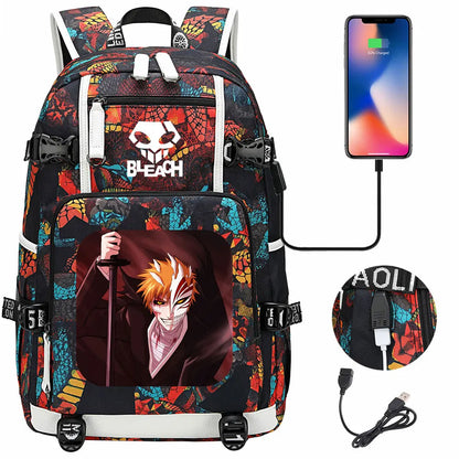 New Anime Bleach USB Large Capacity Teenagers Schoolbags Women Men Laptop Travel Backpack Girls Boys Kids School Book Bags