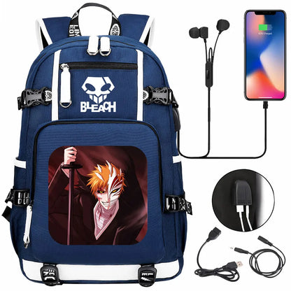 New Anime Bleach USB Large Capacity Teenagers Schoolbags Women Men Laptop Travel Backpack Girls Boys Kids School Book Bags