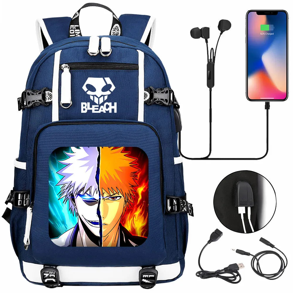 New Anime Bleach USB Large Capacity Teenagers Schoolbags Women Men Laptop Travel Backpack Girls Boys Kids School Book Bags