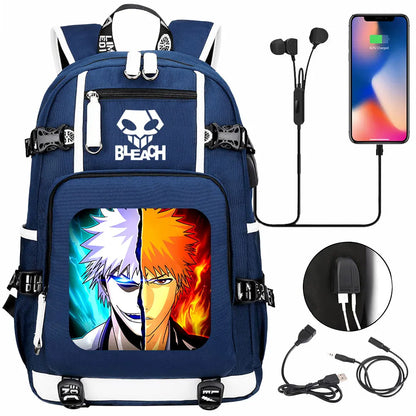 New Anime Bleach USB Large Capacity Teenagers Schoolbags Women Men Laptop Travel Backpack Girls Boys Kids School Book Bags