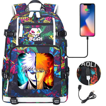 New Anime Bleach USB Large Capacity Teenagers Schoolbags Women Men Laptop Travel Backpack Girls Boys Kids School Book Bags
