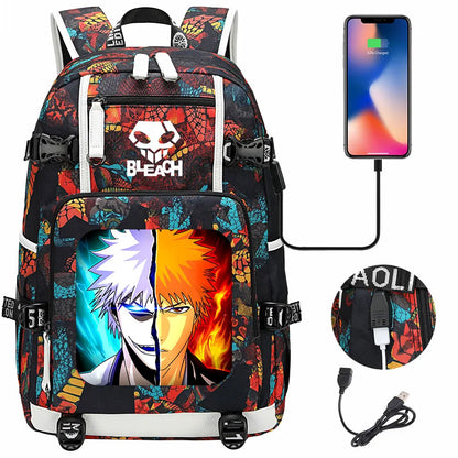 New Anime Bleach USB Large Capacity Teenagers Schoolbags Women Men Laptop Travel Backpack Girls Boys Kids School Book Bags