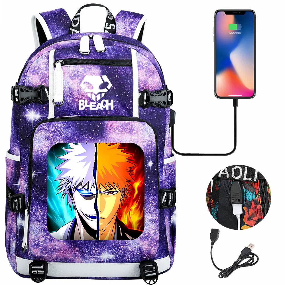 New Anime Bleach USB Large Capacity Teenagers Schoolbags Women Men Laptop Travel Backpack Girls Boys Kids School Book Bags