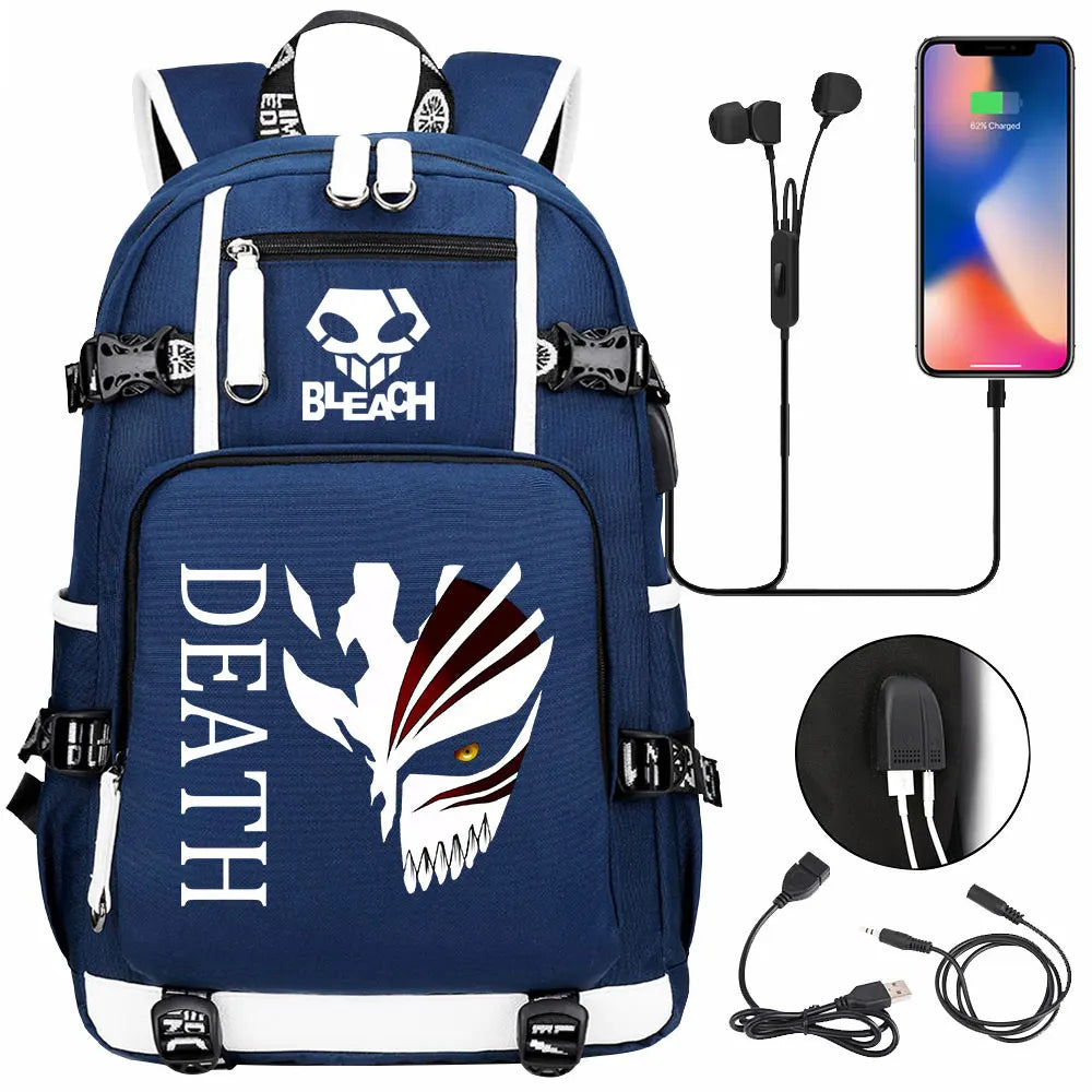 New Anime Bleach USB Large Capacity Teenagers Schoolbags Women Men Laptop Travel Backpack Girls Boys Kids School Book Bags