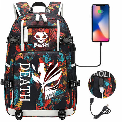 New Anime Bleach USB Large Capacity Teenagers Schoolbags Women Men Laptop Travel Backpack Girls Boys Kids School Book Bags