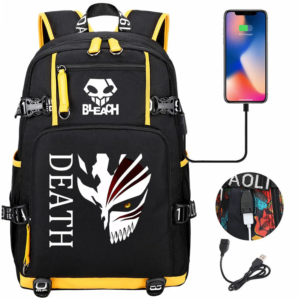 New Anime Bleach USB Large Capacity Teenagers Schoolbags Women Men Laptop Travel Backpack Girls Boys Kids School Book Bags