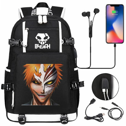 New Anime Bleach USB Large Capacity Teenagers Schoolbags Women Men Laptop Travel Backpack Girls Boys Kids School Book Bags