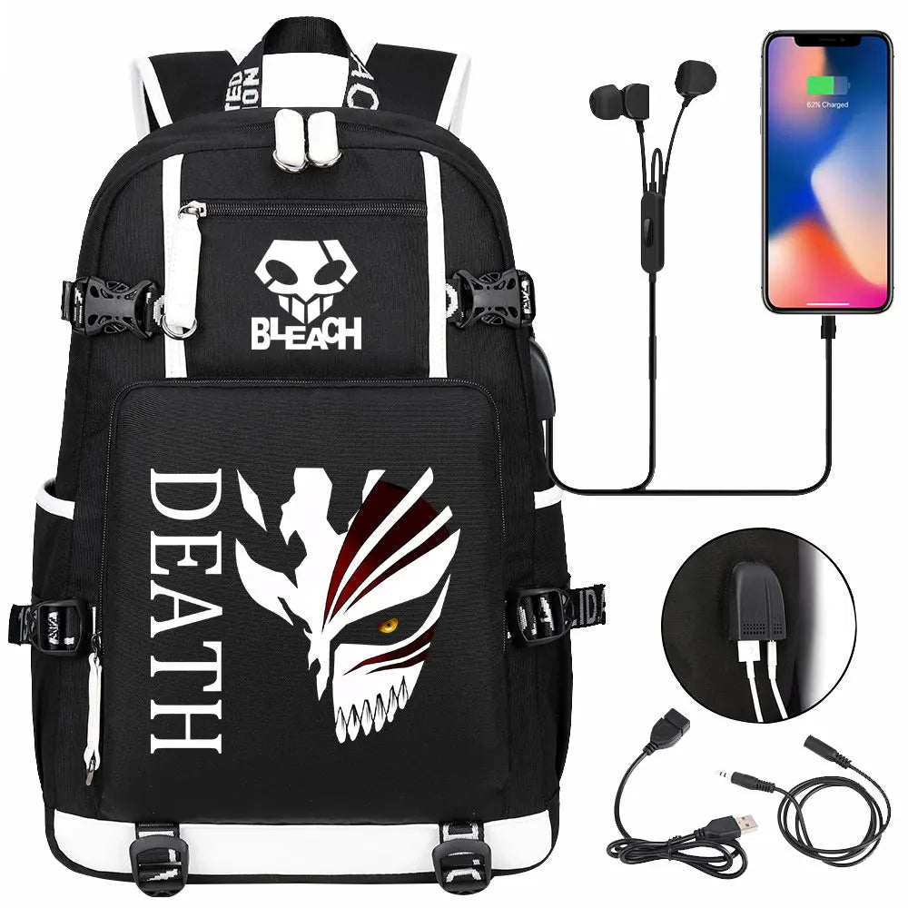 New Anime Bleach USB Large Capacity Teenagers Schoolbags Women Men Laptop Travel Backpack Girls Boys Kids School Book Bags