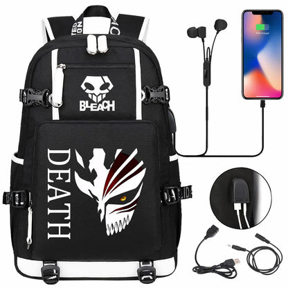 New Anime Bleach USB Large Capacity Teenagers Schoolbags Women Men Laptop Travel Backpack Girls Boys Kids School Book Bags
