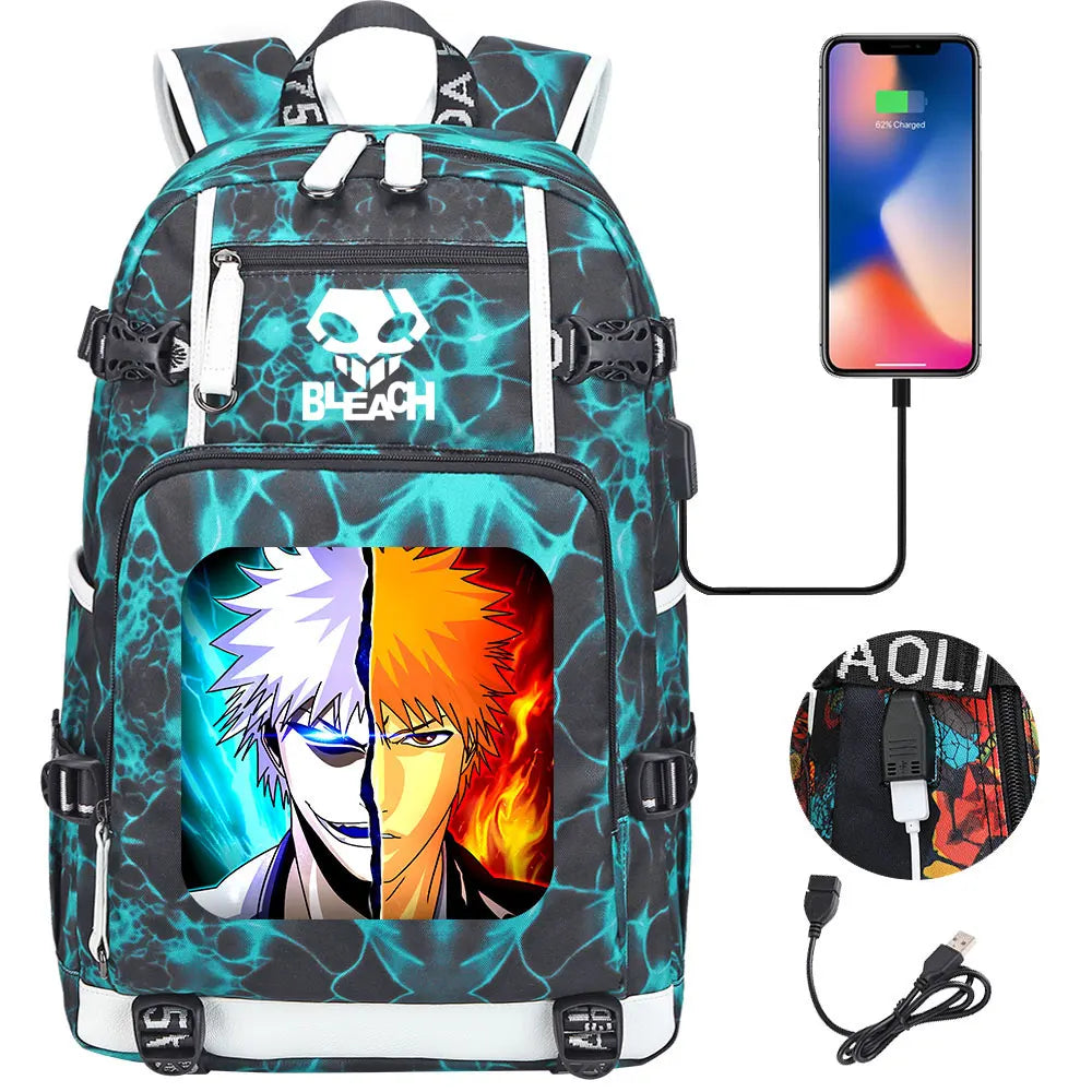 New Anime Bleach USB Large Capacity Teenagers Schoolbags Women Men Laptop Travel Backpack Girls Boys Kids School Book Bags