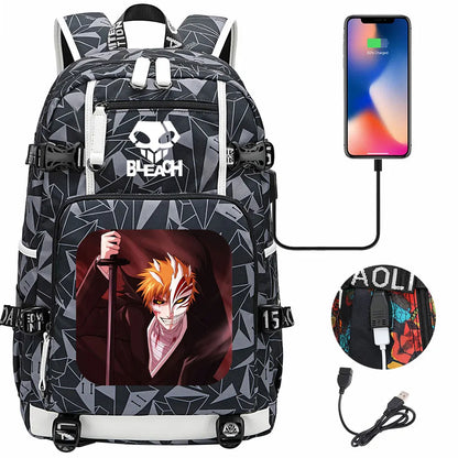 New Anime Bleach USB Large Capacity Teenagers Schoolbags Women Men Laptop Travel Backpack Girls Boys Kids School Book Bags