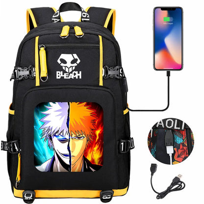 New Anime Bleach USB Large Capacity Teenagers Schoolbags Women Men Laptop Travel Backpack Girls Boys Kids School Book Bags