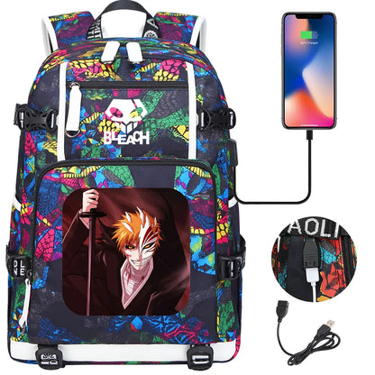 New Anime Bleach USB Large Capacity Teenagers Schoolbags Women Men Laptop Travel Backpack Girls Boys Kids School Book Bags