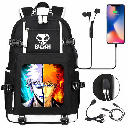 New Anime Bleach USB Large Capacity Teenagers Schoolbags Women Men Laptop Travel Backpack Girls Boys Kids School Book Bags