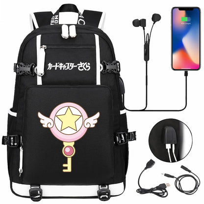 New Anime Cardcaptors USB Large Capacity Teenagers Schoolbags Women Men Laptop Travel Backpack Girls Boys Kids School Book Bags