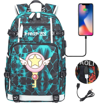 New Anime Cardcaptors USB Large Capacity Teenagers Schoolbags Women Men Laptop Travel Backpack Girls Boys Kids School Book Bags