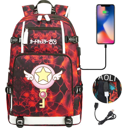 New Anime Cardcaptors USB Large Capacity Teenagers Schoolbags Women Men Laptop Travel Backpack Girls Boys Kids School Book Bags