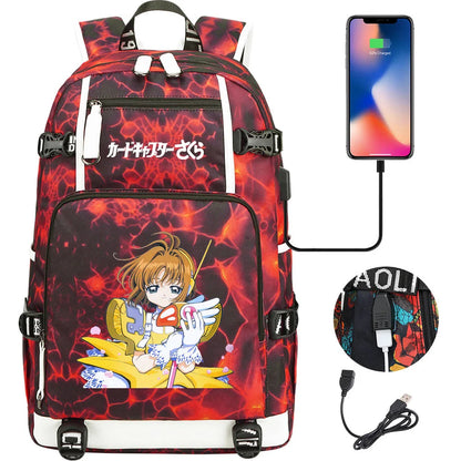 New Anime Cardcaptors USB Large Capacity Teenagers Schoolbags Women Men Laptop Travel Backpack Girls Boys Kids School Book Bags