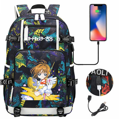 New Anime Cardcaptors USB Large Capacity Teenagers Schoolbags Women Men Laptop Travel Backpack Girls Boys Kids School Book Bags