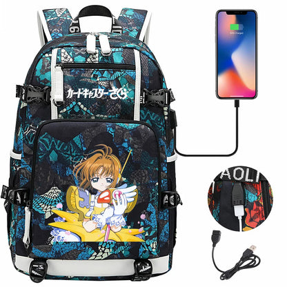 New Anime Cardcaptors USB Large Capacity Teenagers Schoolbags Women Men Laptop Travel Backpack Girls Boys Kids School Book Bags