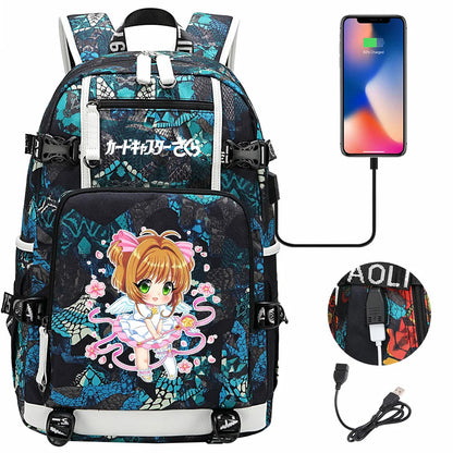 New Anime Cardcaptors USB Large Capacity Teenagers Schoolbags Women Men Laptop Travel Backpack Girls Boys Kids School Book Bags