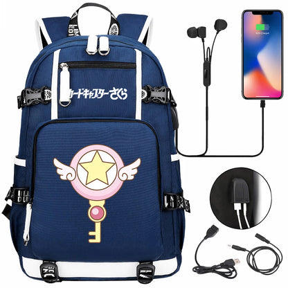 New Anime Cardcaptors USB Large Capacity Teenagers Schoolbags Women Men Laptop Travel Backpack Girls Boys Kids School Book Bags