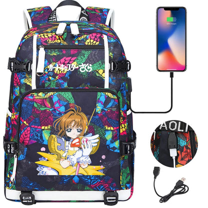 New Anime Cardcaptors USB Large Capacity Teenagers Schoolbags Women Men Laptop Travel Backpack Girls Boys Kids School Book Bags