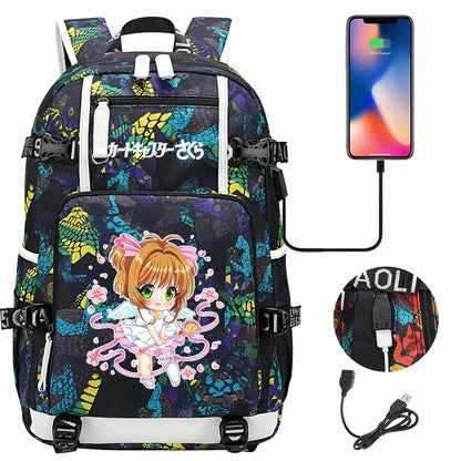 New Anime Cardcaptors USB Large Capacity Teenagers Schoolbags Women Men Laptop Travel Backpack Girls Boys Kids School Book Bags