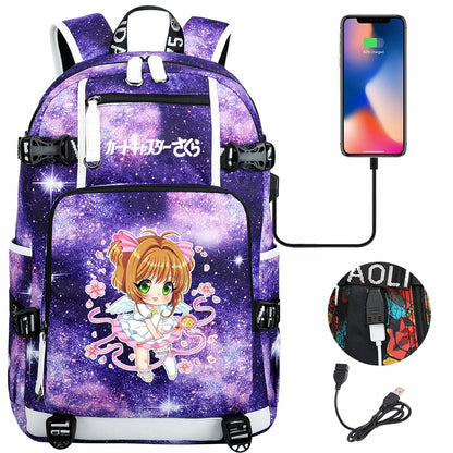 New Anime Cardcaptors USB Large Capacity Teenagers Schoolbags Women Men Laptop Travel Backpack Girls Boys Kids School Book Bags