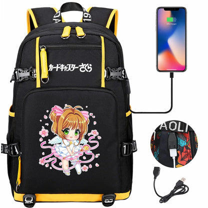 New Anime Cardcaptors USB Large Capacity Teenagers Schoolbags Women Men Laptop Travel Backpack Girls Boys Kids School Book Bags