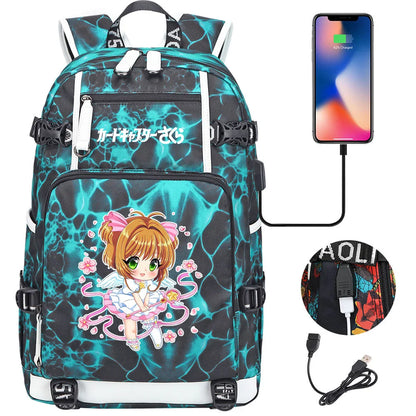 New Anime Cardcaptors USB Large Capacity Teenagers Schoolbags Women Men Laptop Travel Backpack Girls Boys Kids School Book Bags