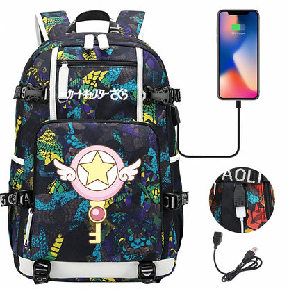 New Anime Cardcaptors USB Large Capacity Teenagers Schoolbags Women Men Laptop Travel Backpack Girls Boys Kids School Book Bags