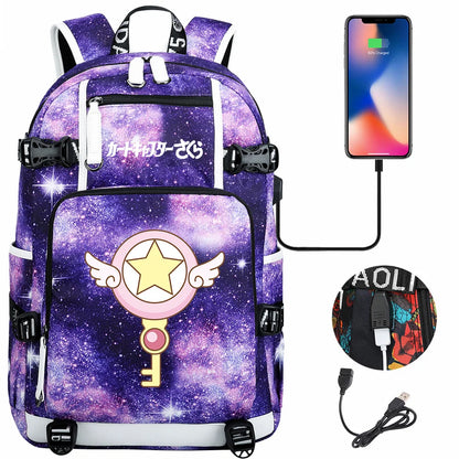 New Anime Cardcaptors USB Large Capacity Teenagers Schoolbags Women Men Laptop Travel Backpack Girls Boys Kids School Book Bags