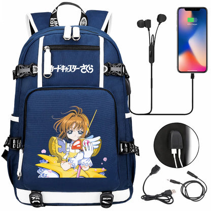 New Anime Cardcaptors USB Large Capacity Teenagers Schoolbags Women Men Laptop Travel Backpack Girls Boys Kids School Book Bags
