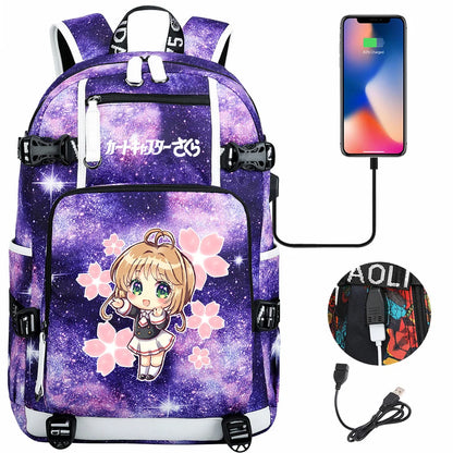 New Anime Cardcaptors USB Large Capacity Teenagers Schoolbags Women Men Laptop Travel Backpack Girls Boys Kids School Book Bags