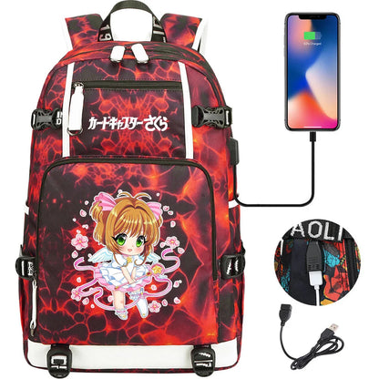 New Anime Cardcaptors USB Large Capacity Teenagers Schoolbags Women Men Laptop Travel Backpack Girls Boys Kids School Book Bags
