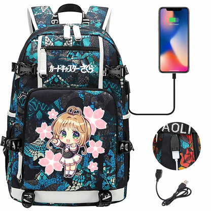 New Anime Cardcaptors USB Large Capacity Teenagers Schoolbags Women Men Laptop Travel Backpack Girls Boys Kids School Book Bags