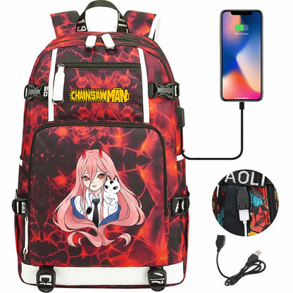 New Anime Chainsaw Man USB Large Capacity Teenagers Schoolbags Women Men Laptop Travel Backpack Girl Boys Kids School Book Bags