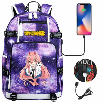 New Anime Chainsaw Man USB Large Capacity Teenagers Schoolbags Women Men Laptop Travel Backpack Girl Boys Kids School Book Bags