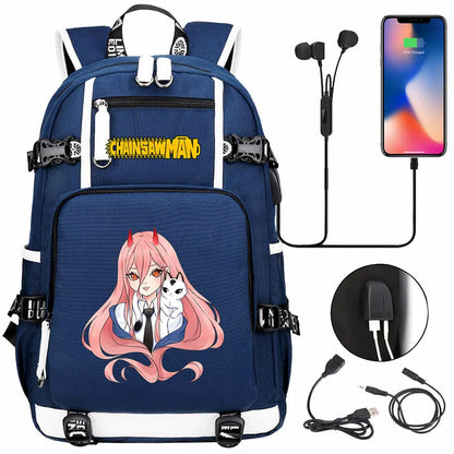 New Anime Chainsaw Man USB Large Capacity Teenagers Schoolbags Women Men Laptop Travel Backpack Girl Boys Kids School Book Bags