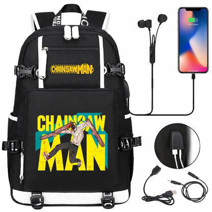 New Anime Chainsaw Man USB Large Capacity Teenagers Schoolbags Women Men Laptop Travel Backpack Girl Boys Kids School Book Bags