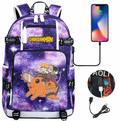 New Anime Chainsaw Man USB Large Capacity Teenagers Schoolbags Women Men Laptop Travel Backpack Girl Boys Kids School Book Bags