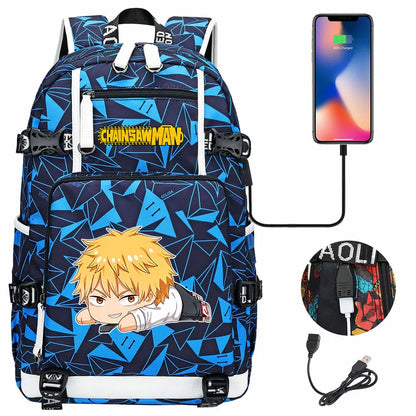 New Anime Chainsaw Man USB Large Capacity Teenagers Schoolbags Women Men Laptop Travel Backpack Girl Boys Kids School Book Bags